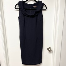 Adrienne Vittadini Womens Solid Navy Blue Sleeveless Sheath Dress Collar... - $37.62