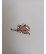 Vintage Jeweled Light Pink &amp; Silver  Stemmed Rose Lapel Hat Pin Broach  ... - $168.38 MXN