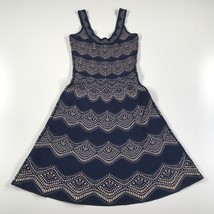 BCBGMAXAZRIA A Line Dress Womens XXS Blue Beige Scoop Neck Rayon Blend - £14.72 GBP