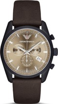 Emporio Armani AR6078 Beige Sunray Dial Leather Strap Men’s Watch - £157.51 GBP