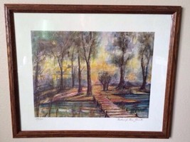 Helen J Van Zante Painting Signed Numbered Print Woodland Scene Dock Lake - $74.25