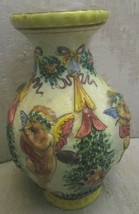 Vintage mid century made in Italy Vase Beautiful Raised Music Cherubs Scene 11&quot; - £37.36 GBP