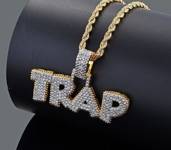 TRAP Necklace Micro Pave TRAP Necklace RAP Hip Hop Pendant  - £122.67 GBP