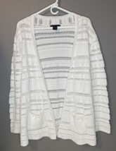 XL Grace Elements Cardigan Knit Sweater Front Pockets Off White 100% Cot... - £11.11 GBP