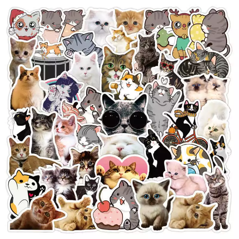 Cat Stickers Cute Adorable Feline Kawaii Sticker Vinyl 10pcs  - $22.99
