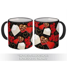 Chocolate Candy Red Roses : Gift Mug Black Pattern Valentine Mom Heart Romantic  - £12.68 GBP