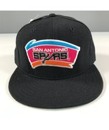 Vintage San Antonio Spurs Fitted Hat Size 7 1/8 Black Blue Orange Logo N... - £29.76 GBP