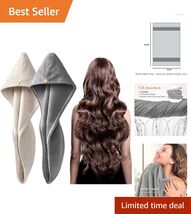Ultra Soft Quick Dry Microfiber Hair Towel with Button - 2 Pack in Gray/... - $31.63