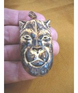 (j-panther-6) wild Panther aceh bovine bone carving PENDANT brown face p... - $30.15