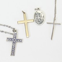 Religious Cross Necklace Pendant Guardian Angel St. Michael (Italy) Lot of 4 - £21.96 GBP