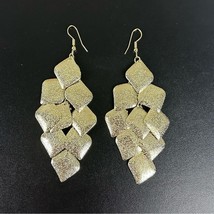 Gold Leaf Lightweight Chandelier Dangle Hook Earrings, New! - £10.20 GBP