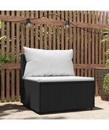 Patio Middle Sofa with Cushions Black Poly Rattan - $206.98 CAD