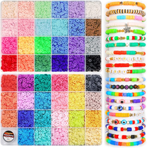 Polymer Clay Beads,6000+Pcs Multicolor for Jewelry Making, Heishi Beads, Elastic - £10.03 GBP