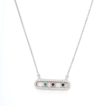 18K Emerald Ruby Sapphire and  Diamond Faceted Necklace - £1,667.01 GBP