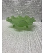 Fenton Jadite Wide Rib Footed Bowl Green Art Glass Vintage 1930s - $49.49