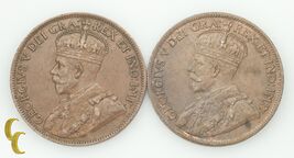 1914 Y 1917 Canadá Un Centavo 1C Lote De 2 Monedas (Condición XF-BU) KM# 21 - $1,092.89 MXN