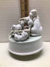VTG 90s Labrador Dog &amp; Puppies Music Box Handpainted Porcelain Summit Co... - $24.75