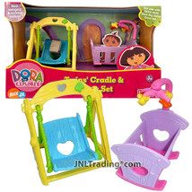 Year 2005 Dora the Explorer TWIN&#39;S CRADLE &amp; SWING SET w/ Swinging Rockin... - £35.96 GBP