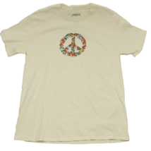 Dravus Symbol Of Peace Ivory T-Shirt Size Large Mushrooms Flowers - $14.65