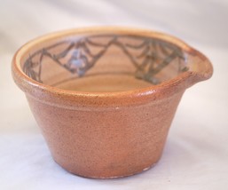 Hungarian Stoneware Mixing Batter Bowl Pour Spout Hand Painted Accents Small - £31.64 GBP