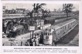 Postcard Train Burlington Zephyr At Century Of Progress Exhibition Chicago 1934 - $6.85