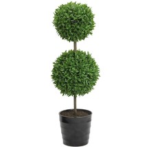 18 Inch Artificial Boxwood Topiary Plants - 2 Ball-Shape Faux Topiaries With Pla - £67.93 GBP