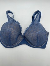 Third Love Bra Womens 36E Blue Bombshell Padded Lace Plunge Bra Underwire - £19.34 GBP