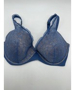 Third Love Bra Womens 36E Blue Bombshell Padded Lace Plunge Bra Underwire - £19.42 GBP
