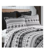 Levtex Home Sparkle 3 pc Quilt Set Snowflakes Black White With Shams Ful... - £66.68 GBP