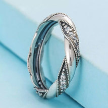 925 Sterling Silver Ribbon of Love with Clear CZ Ring For Women  - $18.99