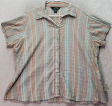 Woolrich Shirt Womens Petite XL Blue Multi Seer Sucker Cotton Collar But... - $20.27