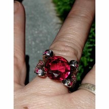 Gorgeous Ruby and rhinestone silver ring - £32.69 GBP
