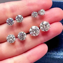 Premium 0.5-2ct Moissanite Diamond Stud Earrings for Women Orginal 925 Sterling  - £10.14 GBP+