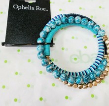 Ophelia Roe Bracelet Arm Candy Blues White Gold Beads Discs New - £11.36 GBP