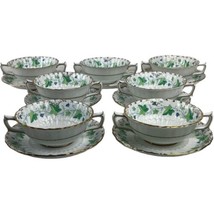 Royal Crown Derby Medway Burford Ivy 7 Cream Soup Coupes England Vintage 1950s - £74.57 GBP