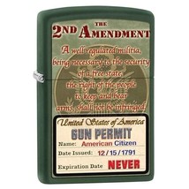 Zippo Lighter - 2nd Amendment Gun Permit Green Matte - 853449 - £24.34 GBP