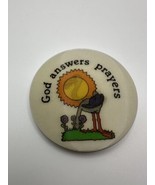 Vintage GOD ANSWERS PRAYERS Ostrich Pin Pinback Button 5.6cm BB7 - €8,25 EUR