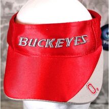 Starter Ohio State Buckeyes Spell Out Visor Hat Cap Red and Grey Adjusta... - $11.40