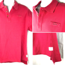 Orvis Logo Loop Heavy Knit Gusset Polo Golf Shirt sz Large Mens Hot Pink Fuchsia - £18.75 GBP