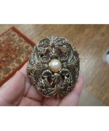 CB-FLO-11 BARRETTE FLOWER pearl Barrettes French floral brass hair - $29.39 CAD