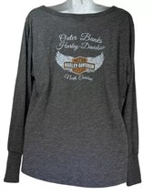 Harley Davidson Outer Banks North Carolina USA Gray Thumb Hole Blouse To... - $24.74