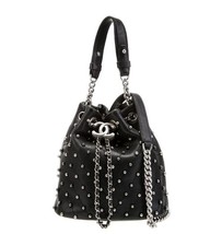 Authentic Chanel Small Stud Wars Bucket Black Leather Bag - £2,482.61 GBP