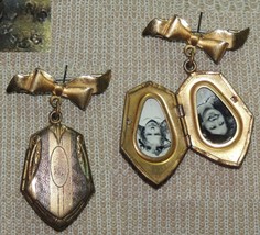 Antique Locket Victorian / Deco Sterling Silver Etched poss Gold Plated ... - $880.55 MXN