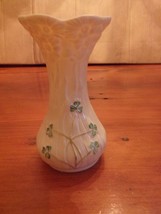 Belleek 6 Inch Tall Vase With Shamrock Design - £18.74 GBP