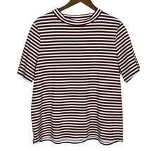 M.i.h Jeans Top Womens Medium Maroon Stripe Short Sleeve Crew Neck Penny Tee - £31.33 GBP