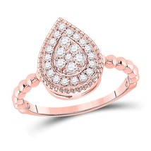 Authenticity Guarantee 
10kt Rose Gold Womens Round Diamond Teardrop Cluster ... - £404.84 GBP