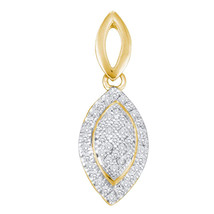 Yellow-tone Sterling Silver Womens Round Diamond Oval Pendant 1/6 Cttw - £87.11 GBP