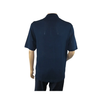 Mens Stacy Adams Italian Style Knit Woven Shirt Short Sleeves 3118 Navy Blue image 3