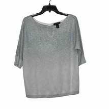 White House Black Market Blouse Top Size Medium Gray With White Sparkle Womens - $15.32