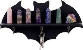 Goth Decor Bat Shelf, Wooden Gothic Decor For Home, Black Hanging Wooden Shelf - £28.45 GBP